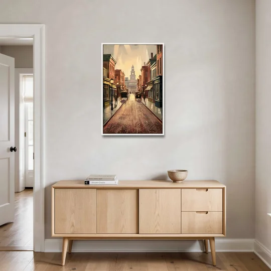 Joseph Historic Downtown - White Framed Canvas Wall Art - Coffee Table - 24x36