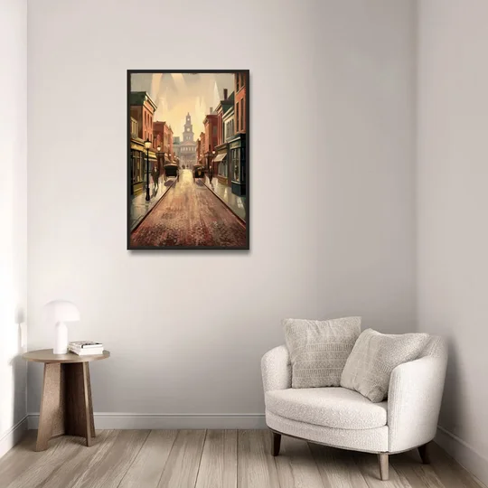 Joseph Historic Downtown - Black Framed Canvas Wall Art - Sofa - 24x36