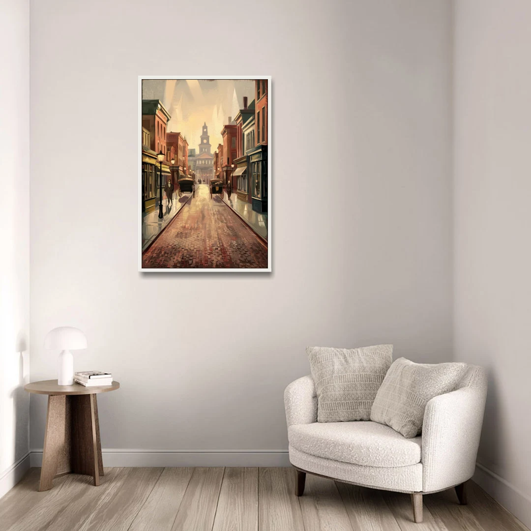 Joseph Historic Downtown - White Framed Canvas Wall Art - Sofa - 24x36