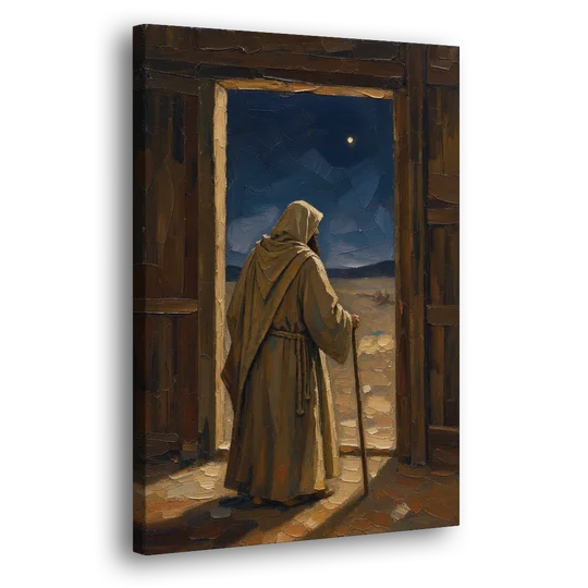 Religious Scene of Joseph Keeping Night Watch - Canvas Wall Art - Side