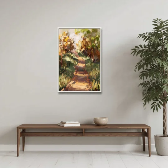 Joseph Nature Trails - White Framed Canvas Wall Art - Coffee Table - 24x36