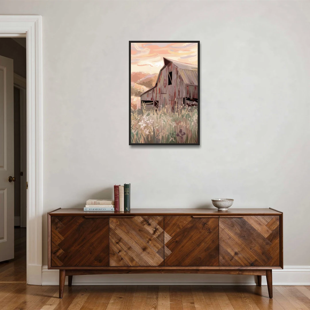 Joseph Rustic Charm - Black Framed Canvas Wall Art - Coffee Table - 24x36