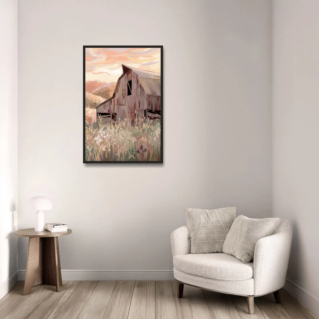 Joseph Rustic Charm - Black Framed Canvas Wall Art - Sofa - 24x36
