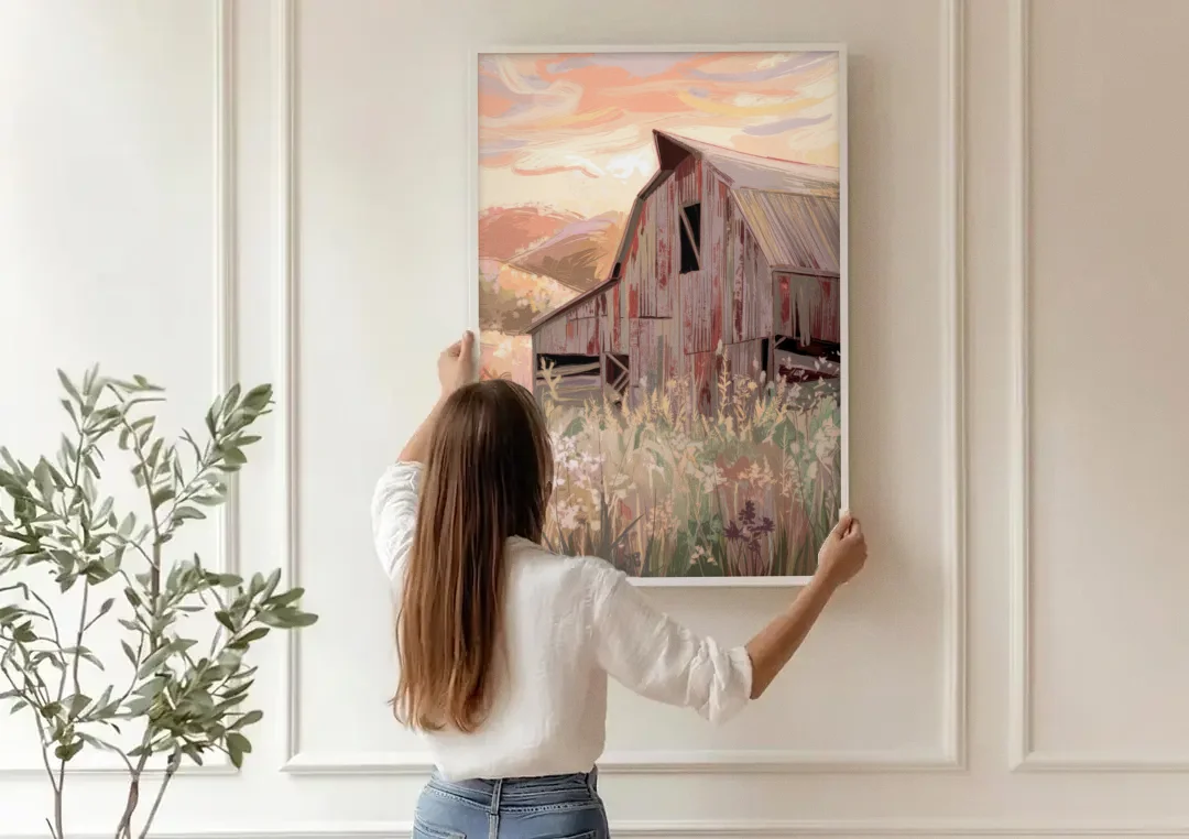 Joseph Rustic Charm canvas wall art being hung on a paneled wall