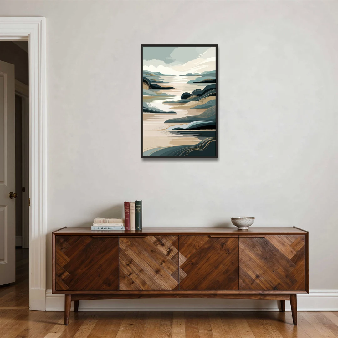 Joseph Scenic Horizon - Black Framed Canvas Wall Art - Coffee Table - 24x36