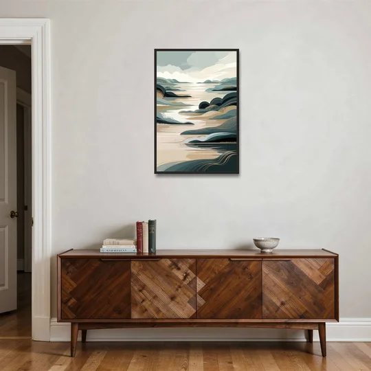 Joseph Scenic Horizon - Black Framed Canvas Wall Art - Coffee Table - 24x36