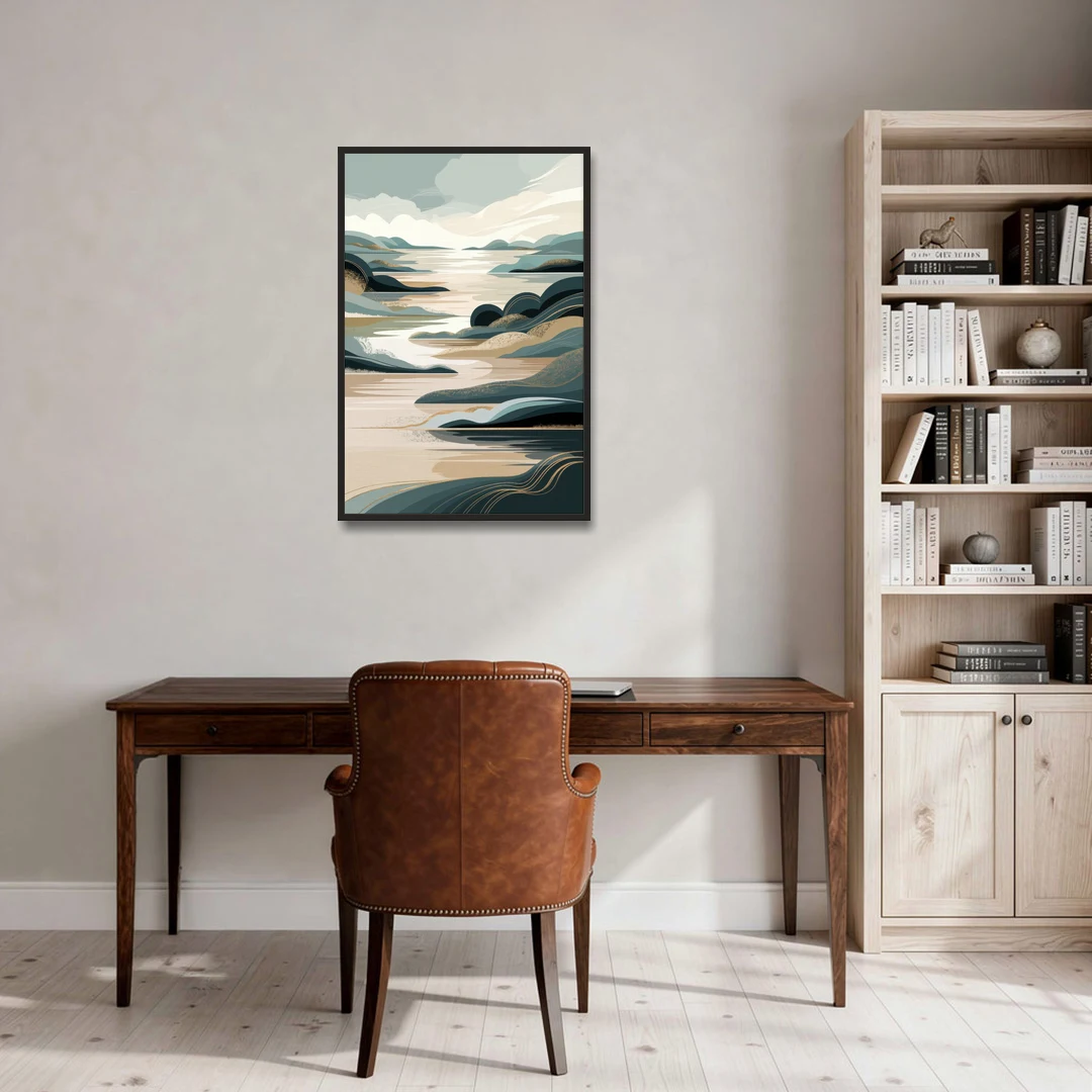 Joseph Scenic Horizon - Black Framed Canvas Wall Art - Office - 24x36