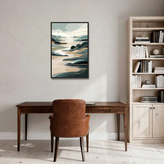 Joseph Scenic Horizon - Black Framed Canvas Wall Art - Office - 24x36