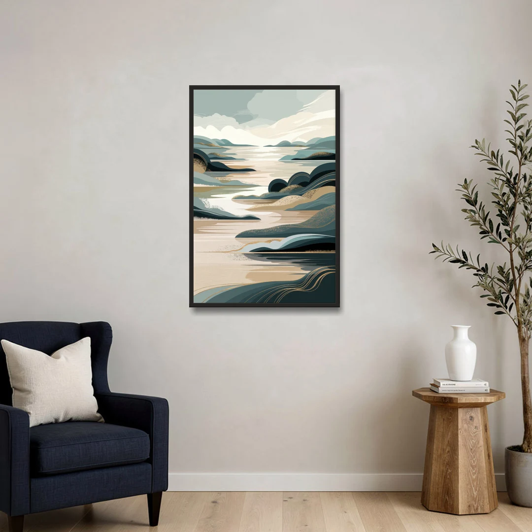 Joseph Scenic Horizon - Black Framed Canvas Wall Art - Sofa - 24x36