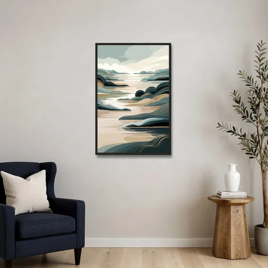 Joseph Scenic Horizon - Black Framed Canvas Wall Art - Sofa - 24x36