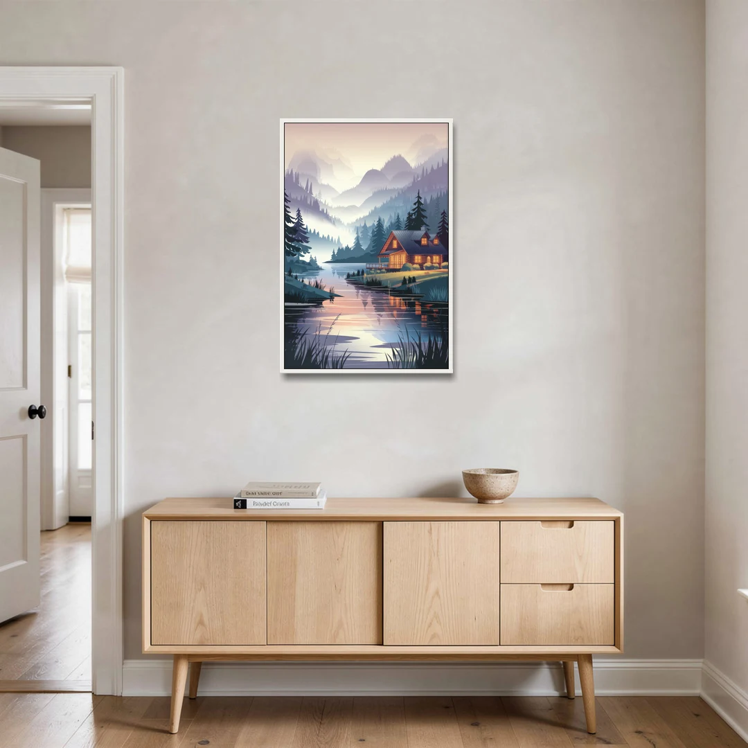 Joseph Serene Waterfront - White Framed Canvas Wall Art - Coffee Table - 24x36