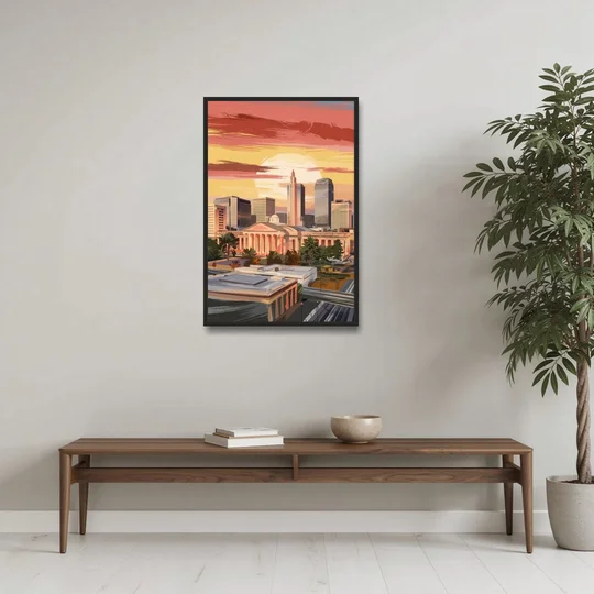Joseph Skyline Sunset - Black Framed Canvas Wall Art - Coffee Table - 24x36