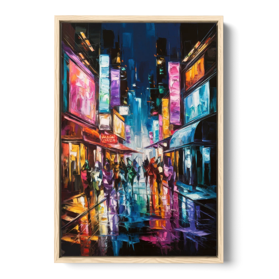 Joseph Vibrant Streets - Oak Framed Canvas Wall Art - Front