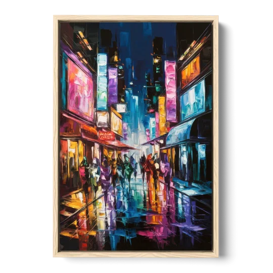 Joseph Vibrant Streets - Oak Framed Canvas Wall Art - Front