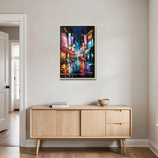 Joseph Vibrant Streets - Oak Framed Canvas Wall Art - Coffee Table - 24x36