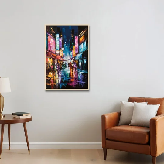 Joseph Vibrant Streets - Oak Framed Canvas Wall Art - Sofa - 24x36