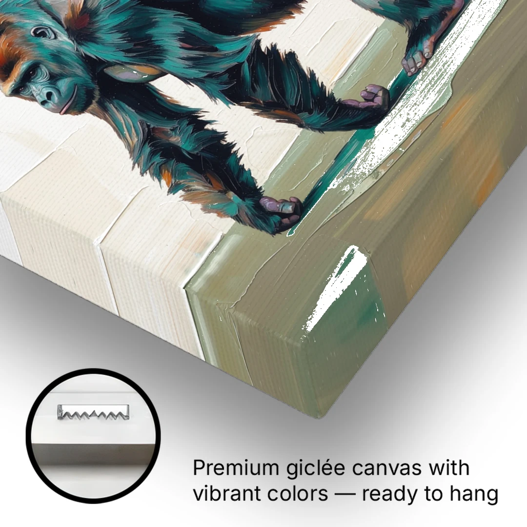 Jungle Animal Nursery Art with a Gorilla Piggyback - Canvas Wall Art - Gallery Wrap Corner