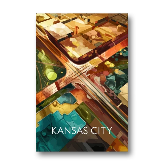 Kansas City Aerial View - Canvas Wall Art - Front