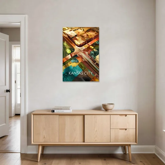 Kansas City Aerial View - Canvas Wall Art - Coffee Table - 24x36