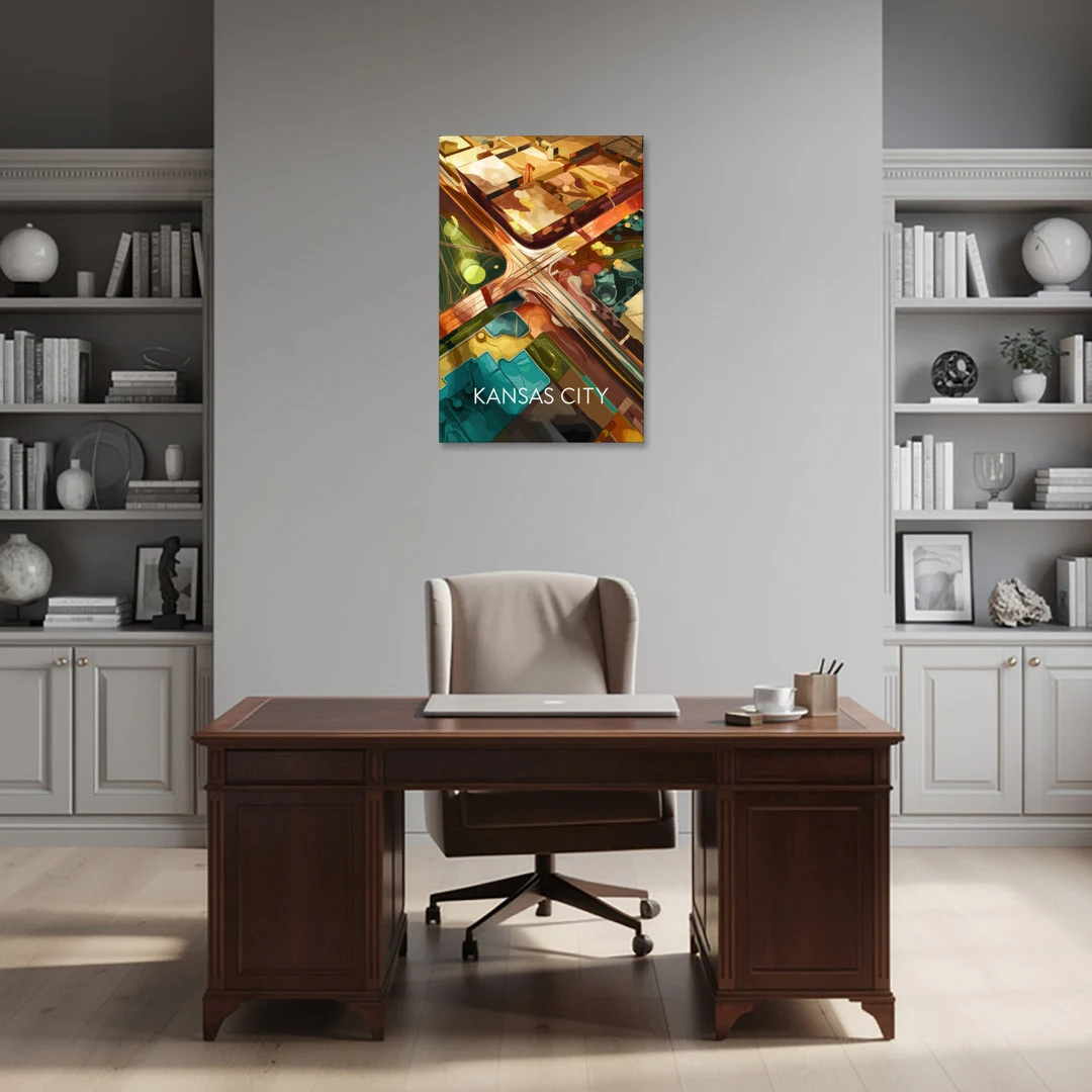 Kansas City Aerial View - Canvas Wall Art - Office - 24x36