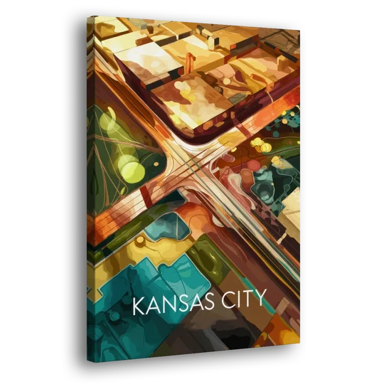 Kansas City Aerial View - Canvas Wall Art - Side