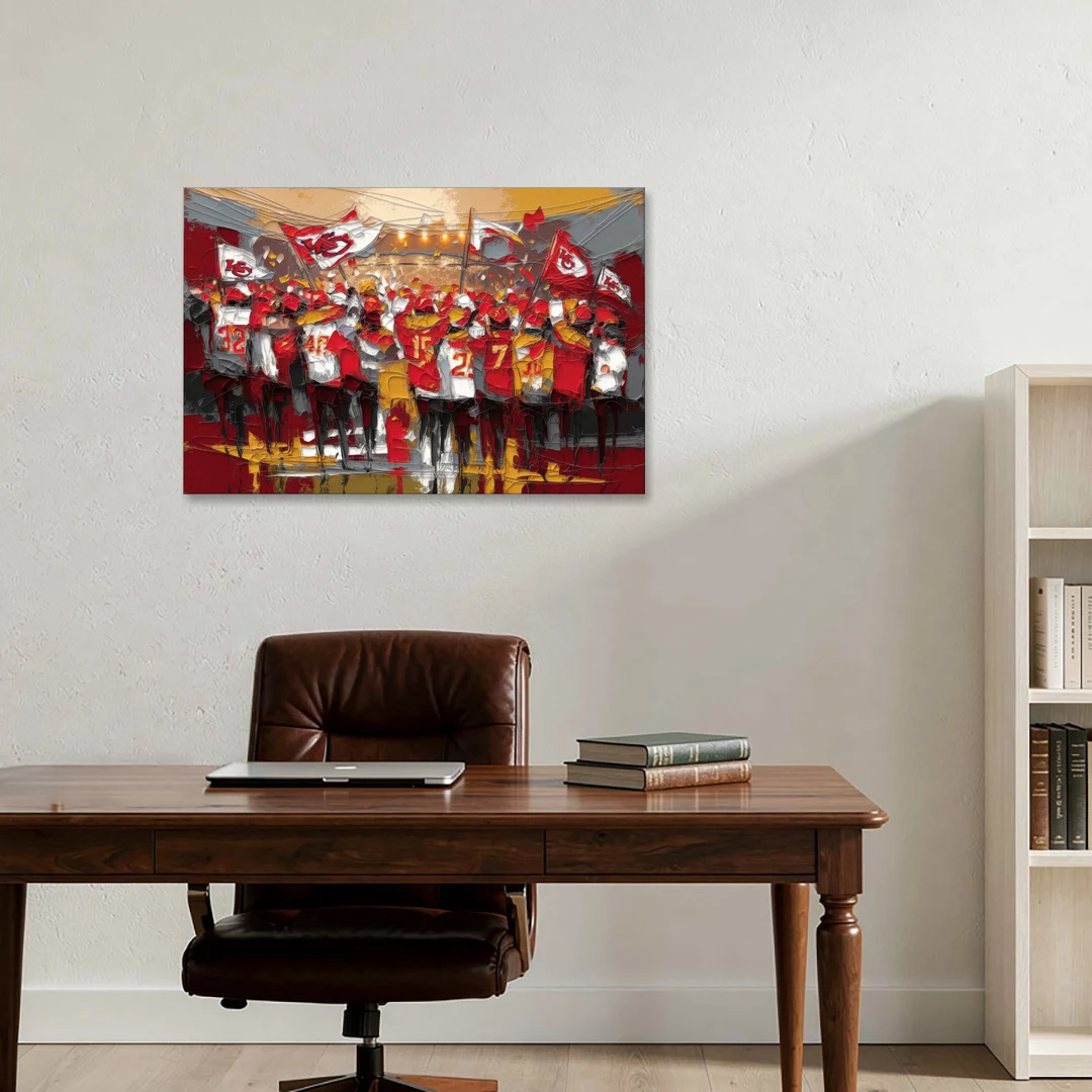 Kansas City Chiefs Fans Gathering - Canvas Wall Art - Office - 36x24