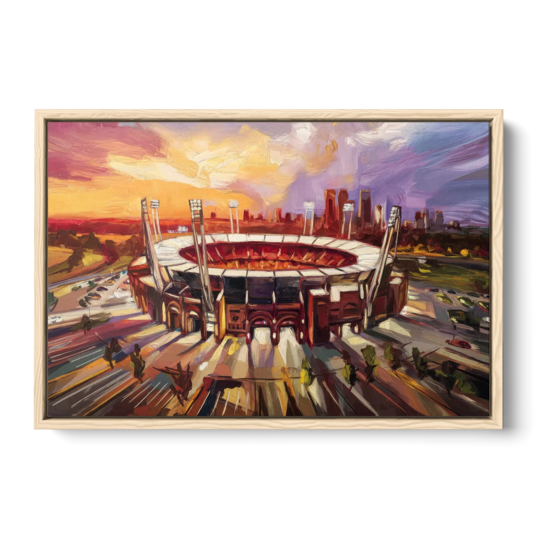 Kansas City Chiefs Stadium - Oak Framed Canvas Wall Art - Front