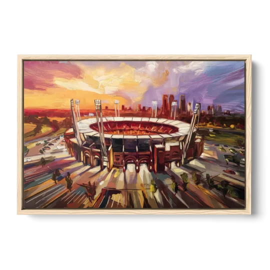 Kansas City Chiefs Stadium - Oak Framed Canvas Wall Art - Front