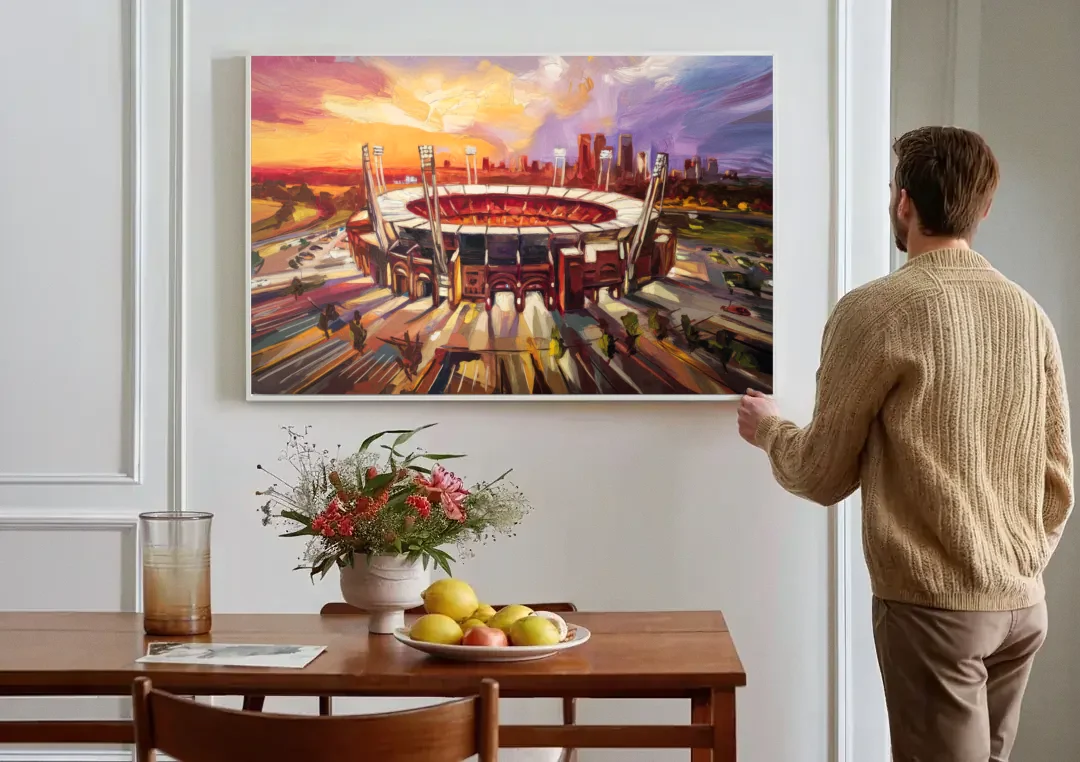 Kansas City Chiefs Stadium canvas wall art above a dining table