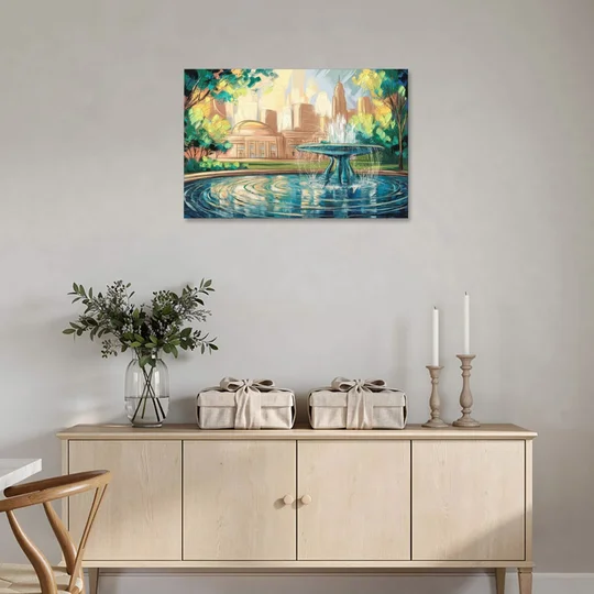 Kansas City Fountains And Parks - Canvas Wall Art - Coffee Table - 36x24
