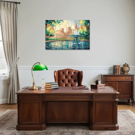 Kansas City Fountains And Parks - Canvas Wall Art - Office - 36x24