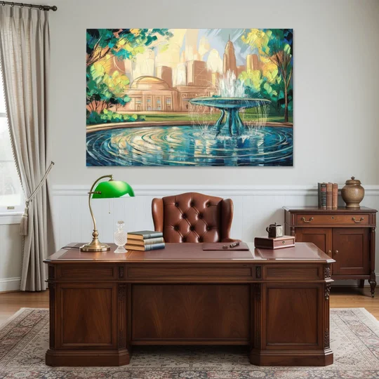 Kansas City Fountains And Parks - Canvas Wall Art - Office - 60x40