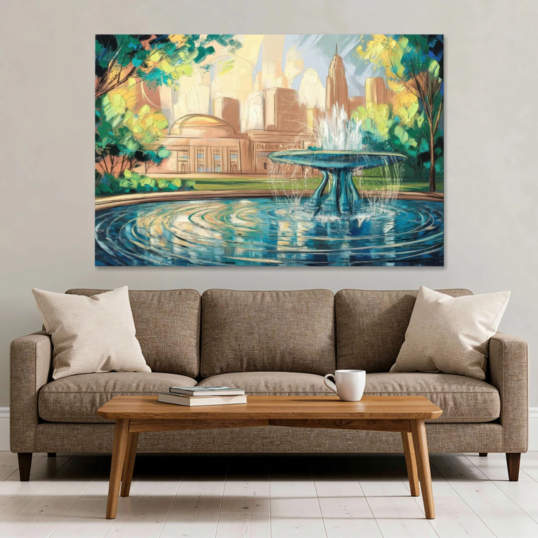 Kansas City Fountains And Parks - Canvas Wall Art - Sofa - 60x40