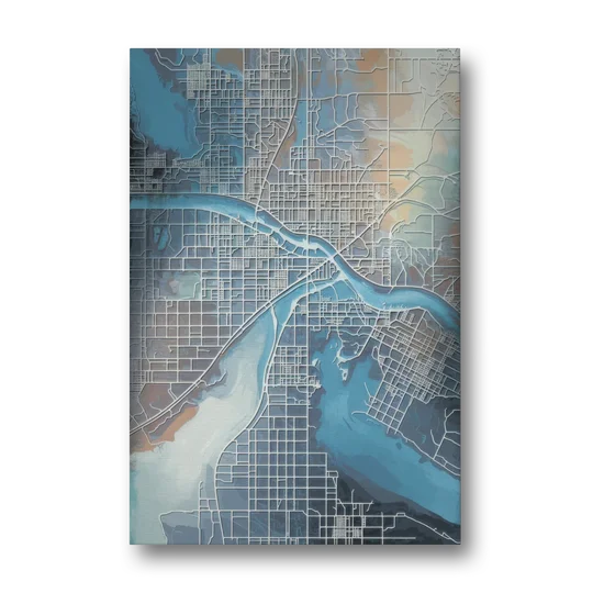 Kansas City Missouri Map - Canvas Wall Art - Front