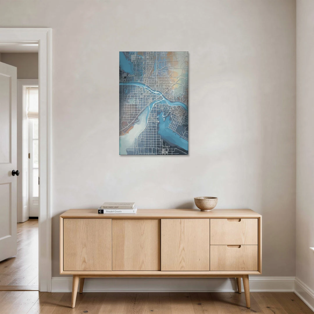 Kansas City Missouri Map - Canvas Wall Art - Coffee Table - 24x36