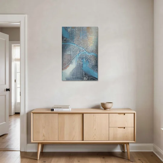 Kansas City Missouri Map - Canvas Wall Art - Coffee Table - 24x36