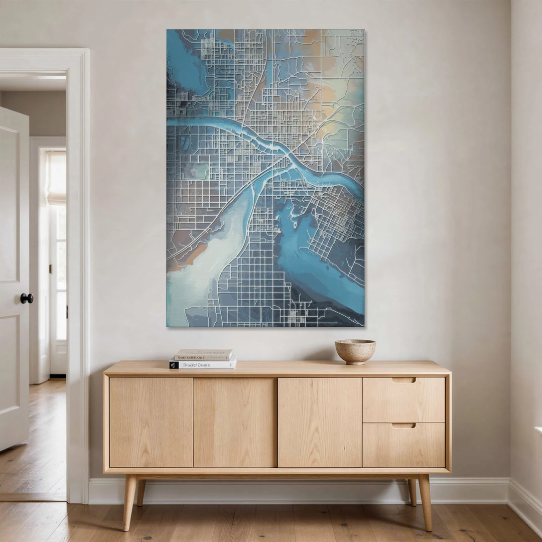 Kansas City Missouri Map - Canvas Wall Art - Coffee Table - 40x60