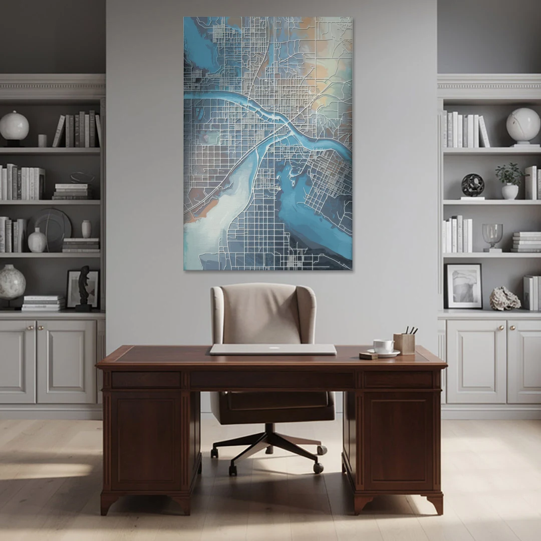 Kansas City Missouri Map - Canvas Wall Art - Office - 40x60
