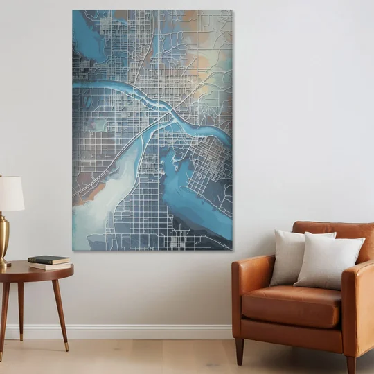 Kansas City Missouri Map - Canvas Wall Art - Sofa - 40x60