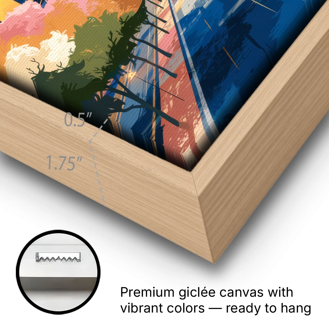 Kansas City Royals Championship - Oak Framed Canvas Wall Art - Gallery Wrap Corner