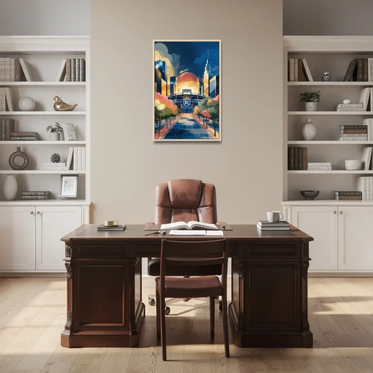 Kansas City Royals Championship - Oak Framed Canvas Wall Art - Office - 24x36