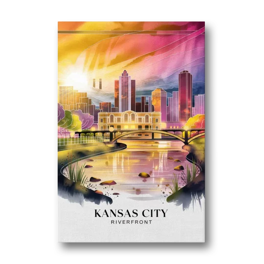 Kansas City Scenic Riverfront - Canvas Wall Art - Front