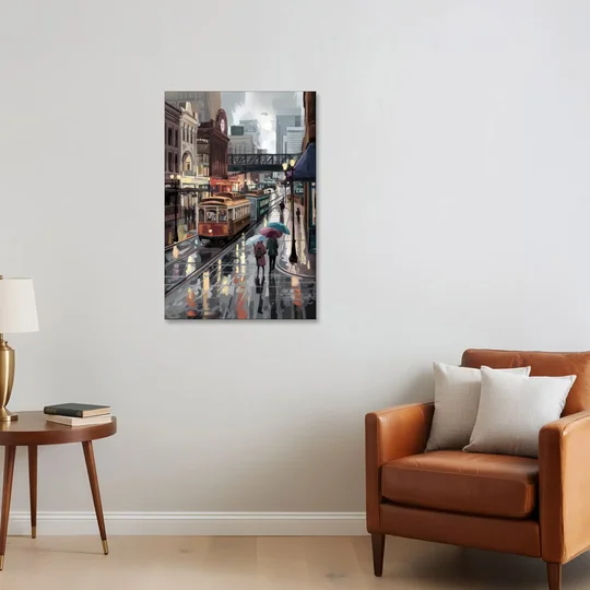 Kansas City Street Scenes - Canvas Wall Art - Sofa - 24x36
