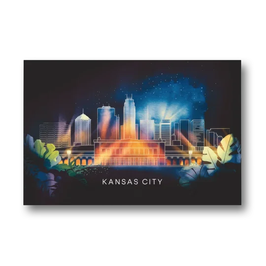 Kansas City Vibrant Downtown - Canvas Wall Art - Front
