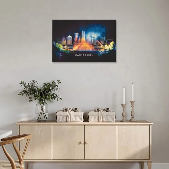 Kansas City Vibrant Downtown - Canvas Wall Art - Coffee Table - 36x24
