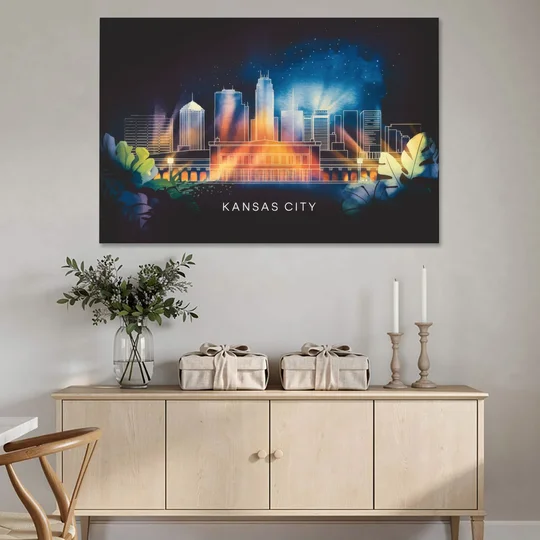 Kansas City Vibrant Downtown - Canvas Wall Art - Coffee Table - 60x40