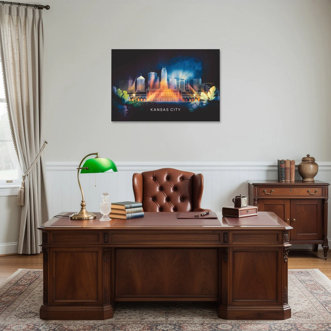 Kansas City Vibrant Downtown - Canvas Wall Art - Office - 36x24