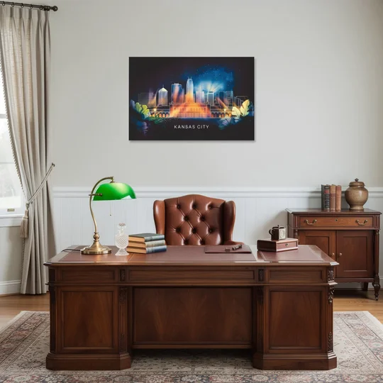Kansas City Vibrant Downtown - Canvas Wall Art - Office - 36x24