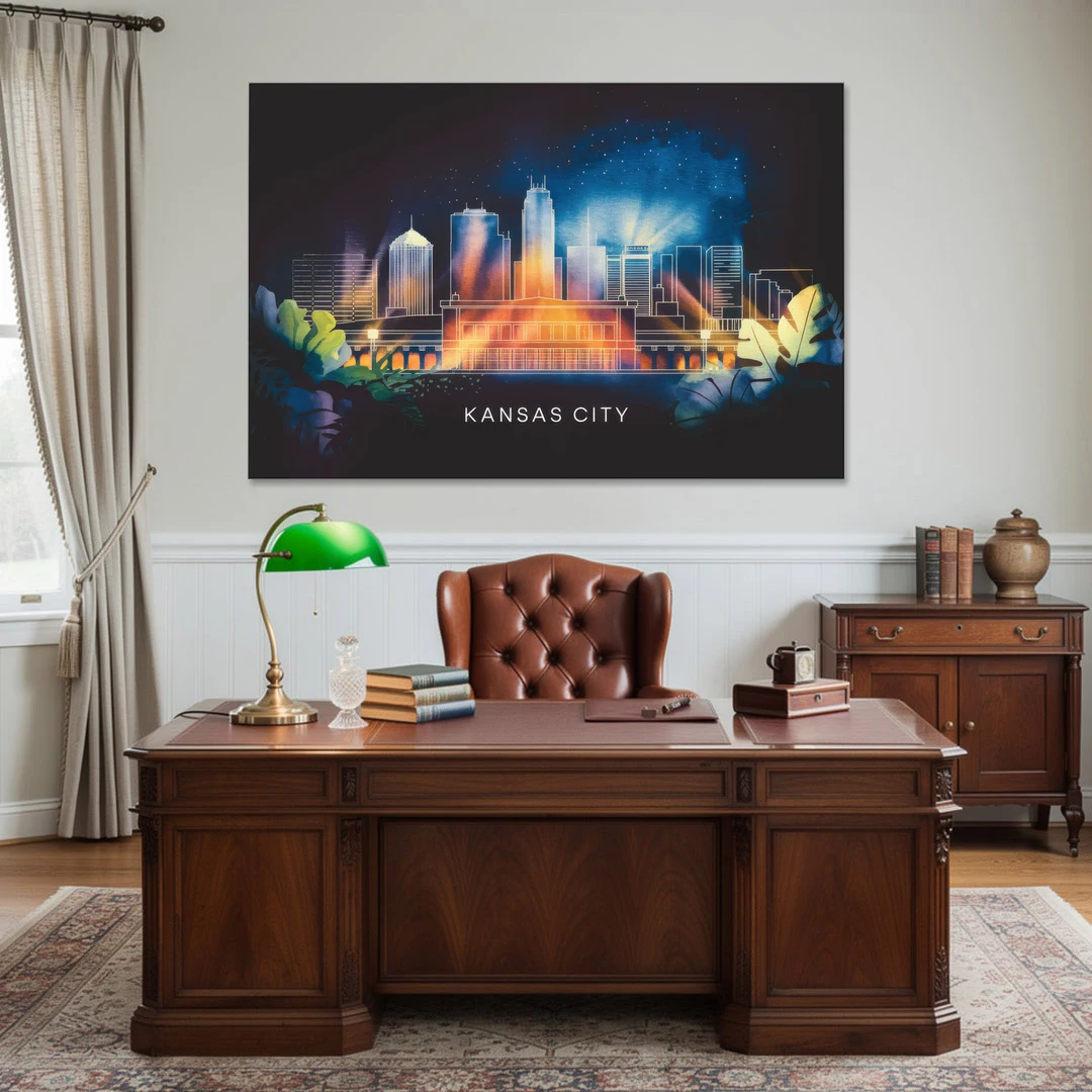 Kansas City Vibrant Downtown - Canvas Wall Art - Office - 60x40