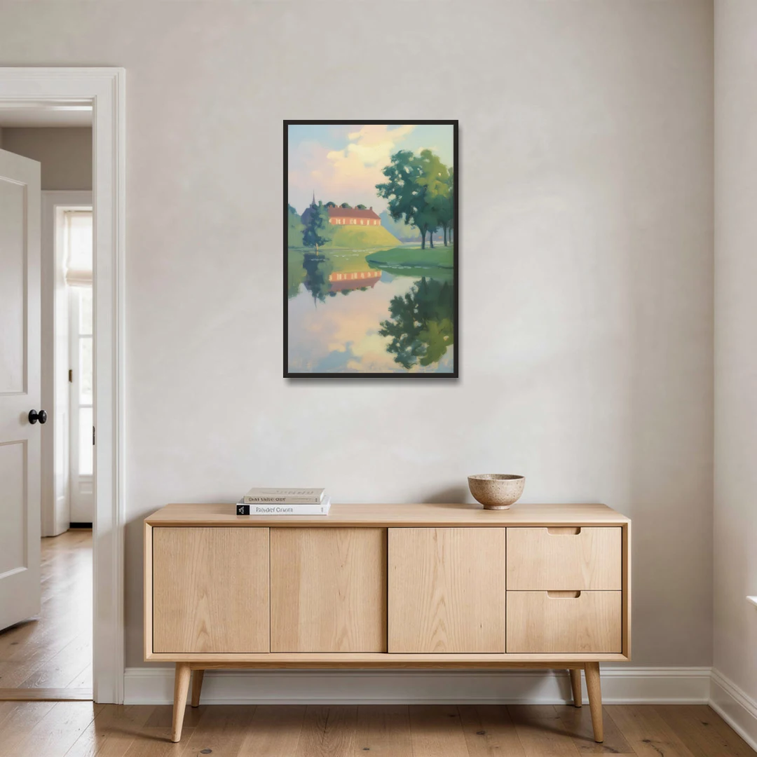 Kastellet Calm - Black Framed Canvas Wall Art - Coffee Table - 24x36